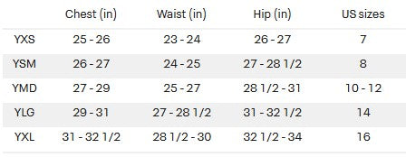 Ladies' Sizing Chart