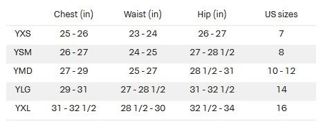 Youth Sizing Chart
