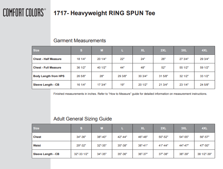 Unisex Sizing Chart