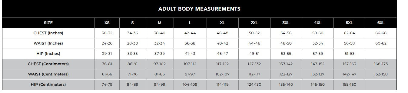 Men's Sizing Chart