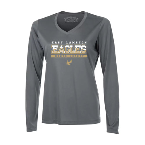 East Lambton Minor Hockey Ladies' Pro Team Long Sleeve V-Neck T-Shirt