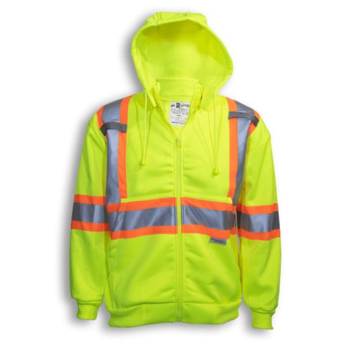 HI-VIS 100% POLY ZIP-UP SAFETY HOODIE
