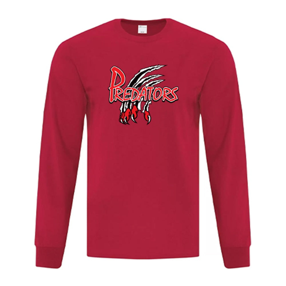 Lambton Shores Predators Adult Everday Cotton Long Sleeve T-Shirt