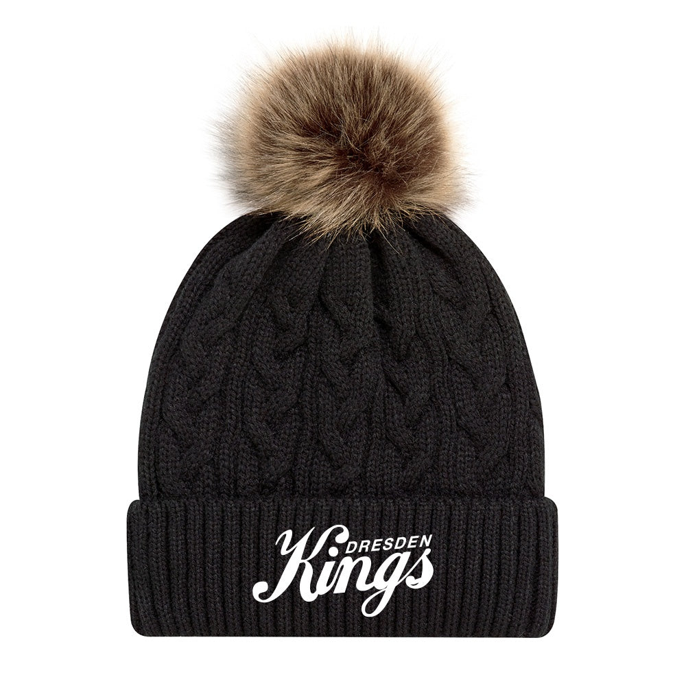 Dresden Jr Kings Faux Fur Pom Pom Cuff Toque