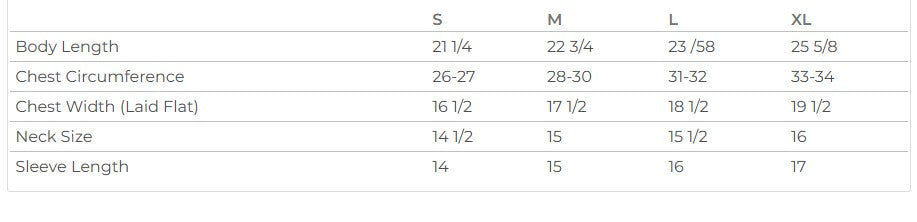 Youth Sizing Chart