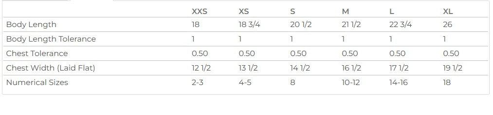 Youth Sizing Chart