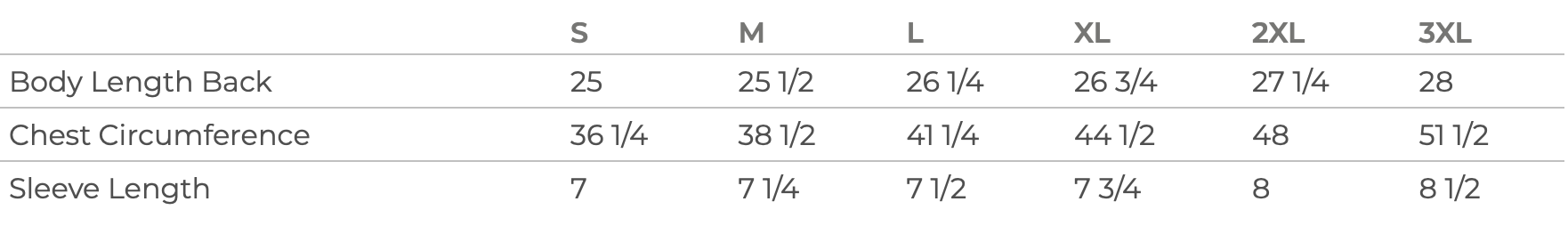 Ladies' Sizing Chart