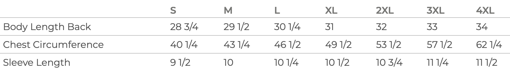 Men's Sizing Chart