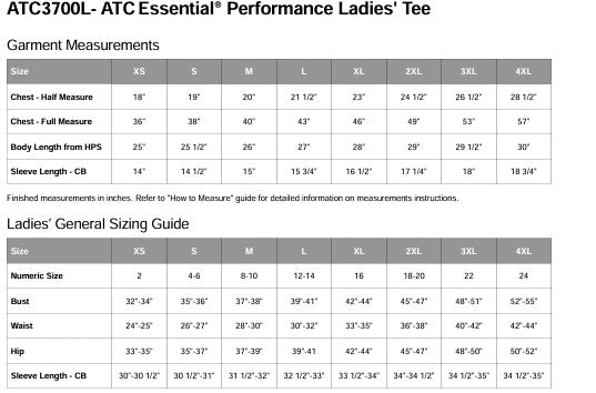 Ladies' Sizing Chart