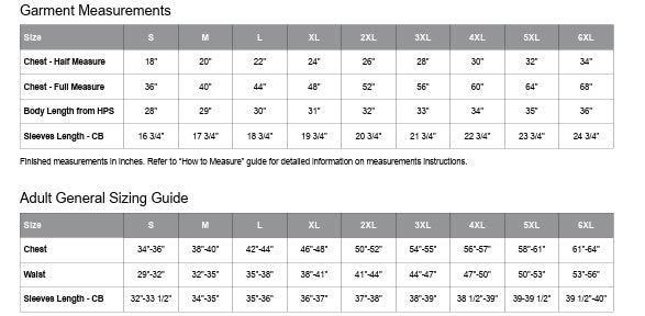 Unisex Sizing Chart