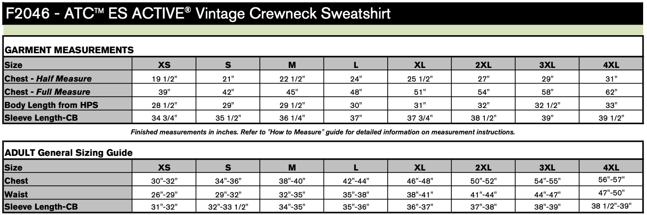 Unisex Sizing Chart