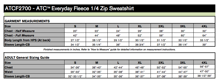 Unisex Sizing Chart