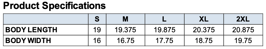 Ladies' Sizing Chart