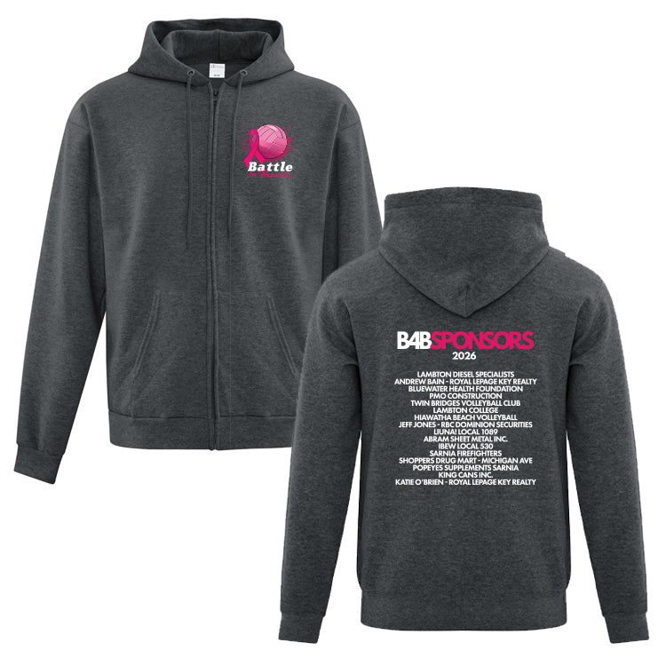 Battle for Breasts Adult Fleece Full Zip Hooded Sweatshirt