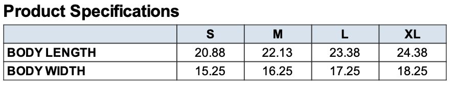 Youth Sizing Chart