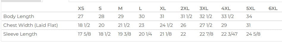 Unisex Sizing Chart