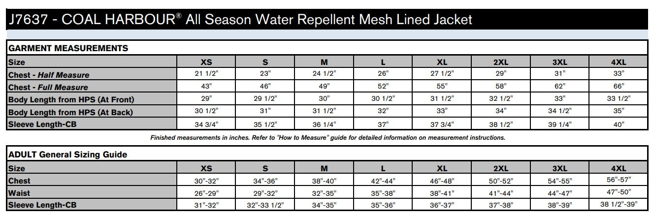 Men's Sizing Chart