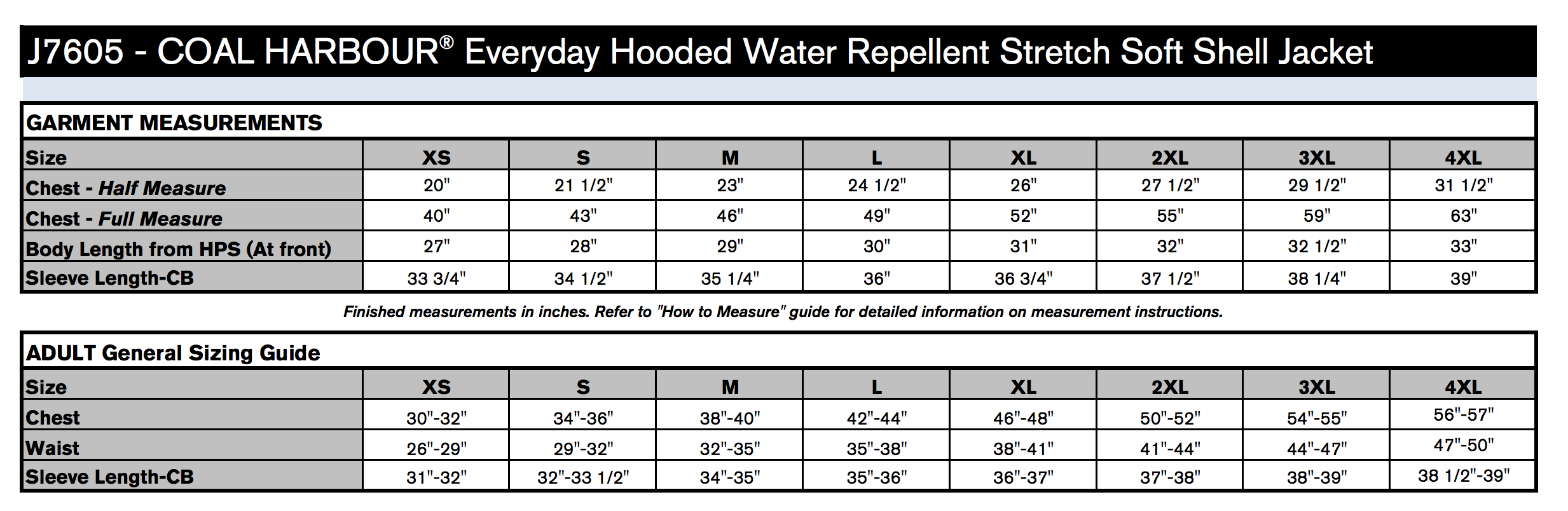 Men's Sizing Chart