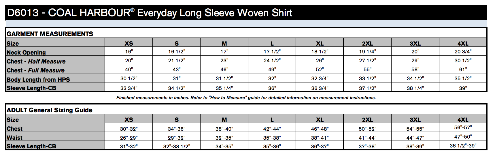 Men's Sizing Chart