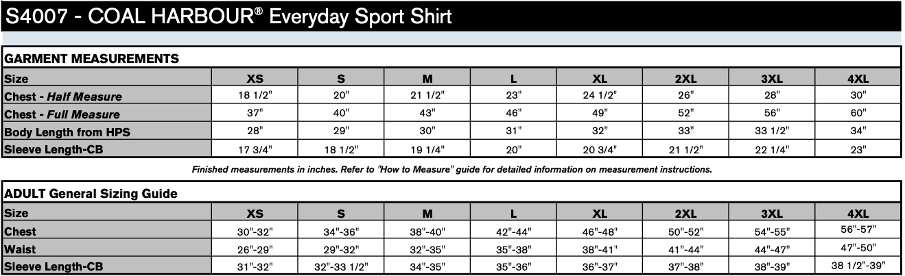 Men's Sizing Chart