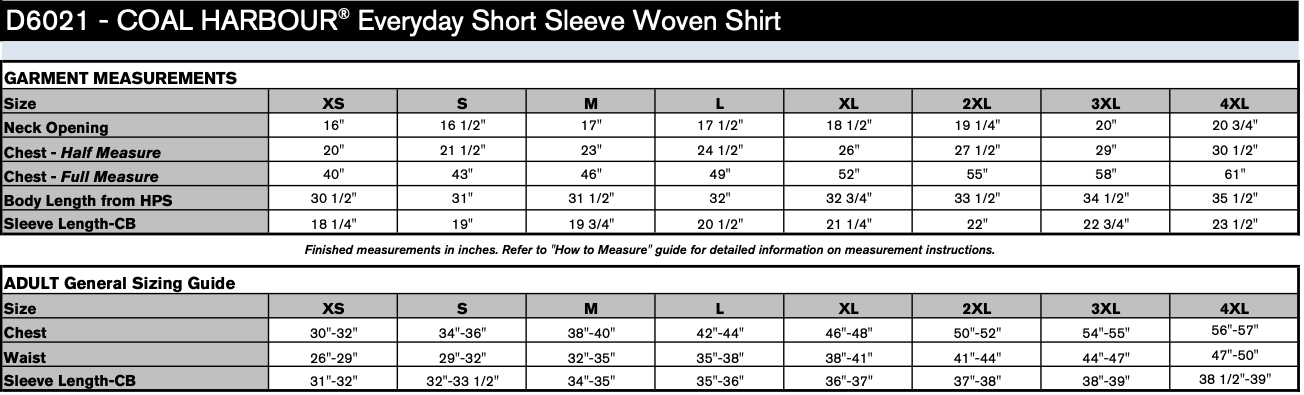Men's Sizing Chart