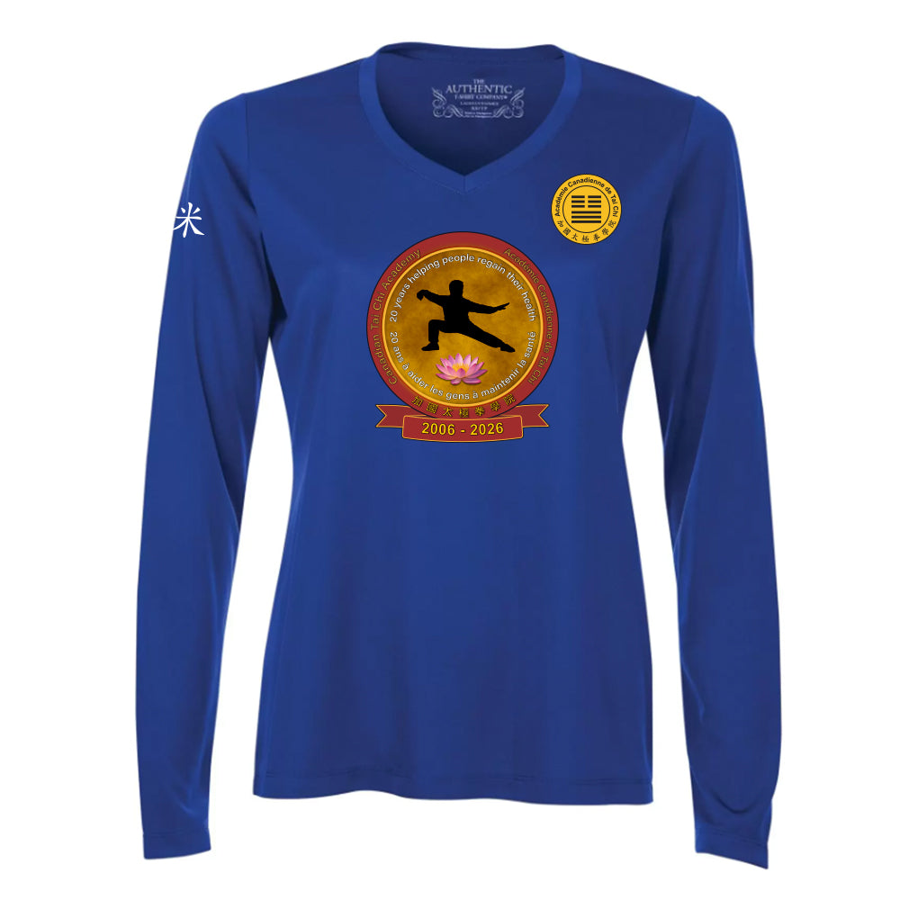 Canadian Tai Chi 20th Anniversary Ladies' Pro Team Long Sleeve V-Neck (French)