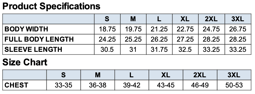 Ladies' Sizing Chart