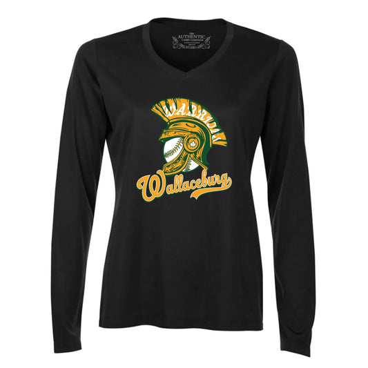 Wallaceburg Minor Baseball Ladies' Pro Team Long Sleeve V-Neck T-Shirt