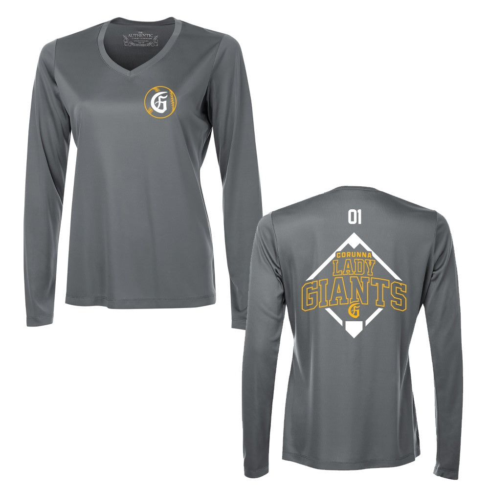 Corunna Lady Giants Ladies' Pro Team Long Sleeve V-Neck