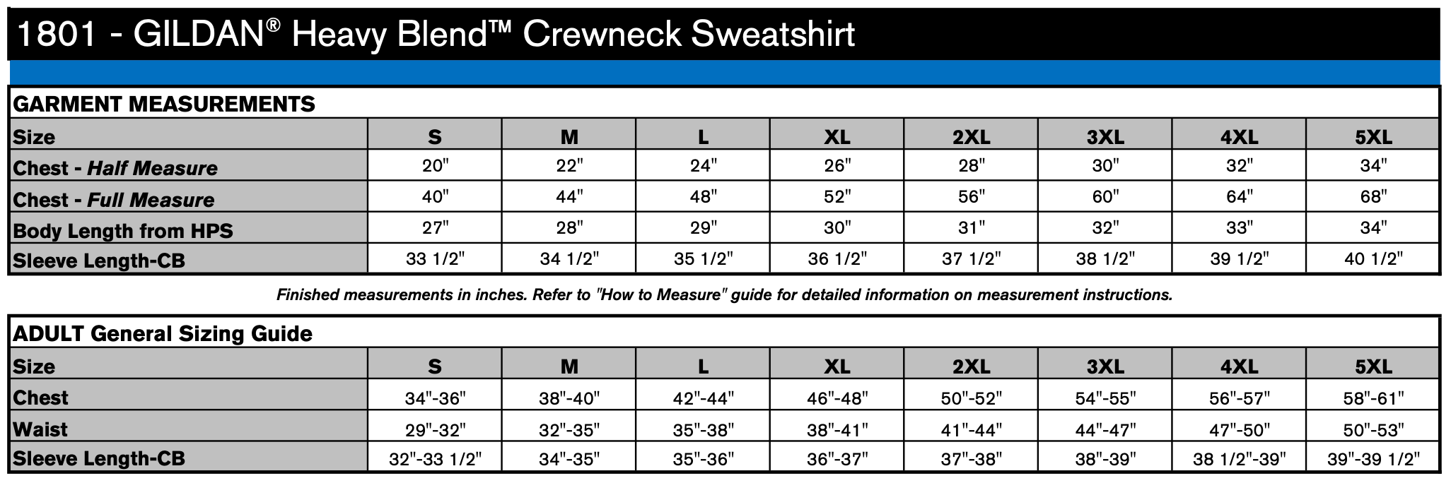 Unisex Sizing Chart