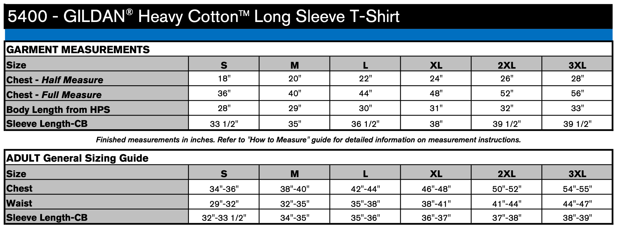 Unisex Sizing Chart
