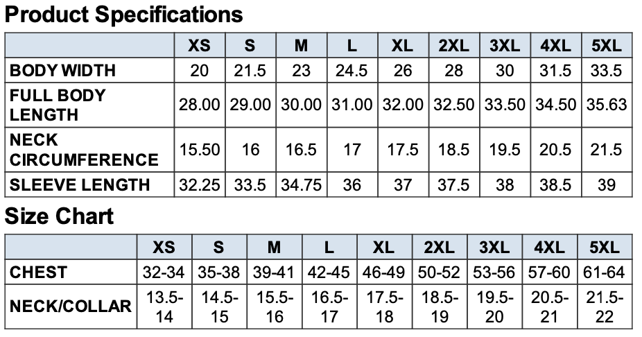 Men's Sizing Chart