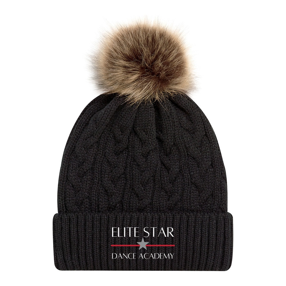 Elite Star Dance Faux Fur Pom Pom Cuff Toque