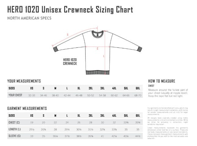 Unisex Sizing Chart