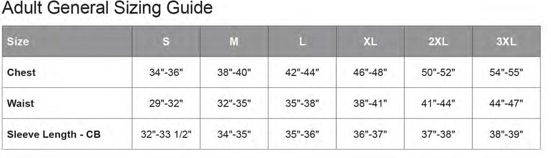 Unisex Sizing Chart