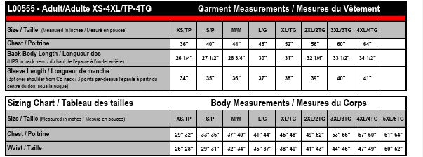 Unisex Sizing Chart