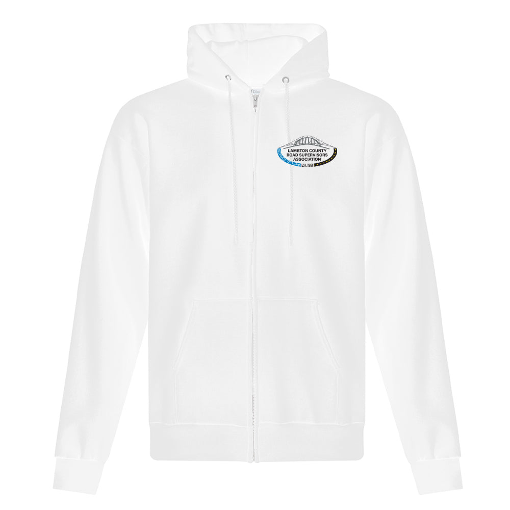 Lambton County Road Supervisors Adult Fleece Full Zip Hooded Sweatshirt