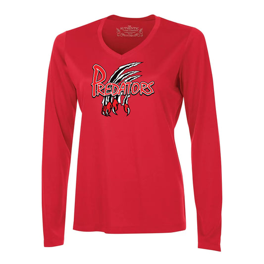 Lambton Shores Predators Ladies' Pro Team Long Sleeve V-Neck T-Shirt