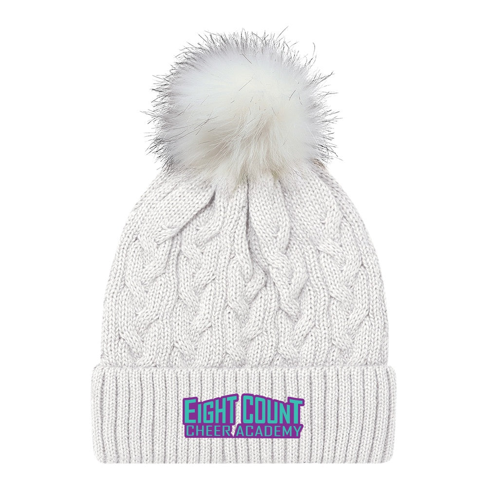 Eight Count Cheer Faux Fur Pom Pom Cuff Toque