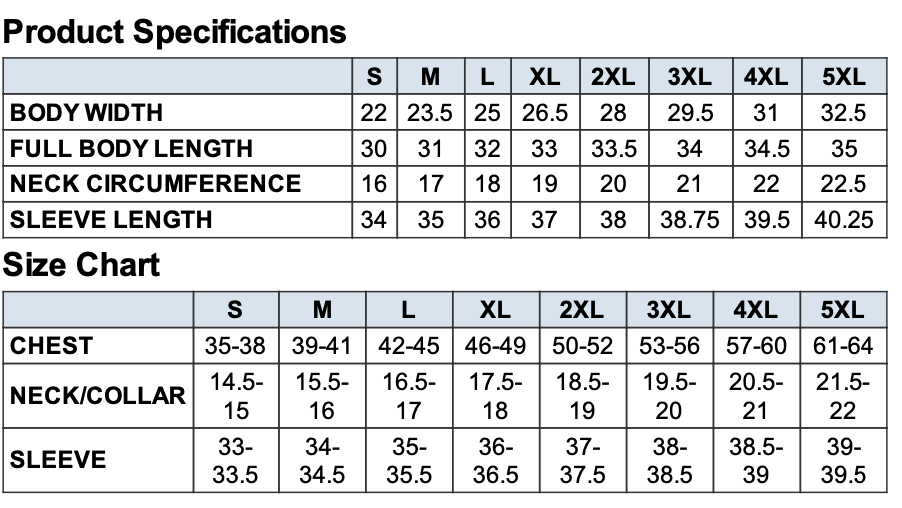 Men's Sizing Chart