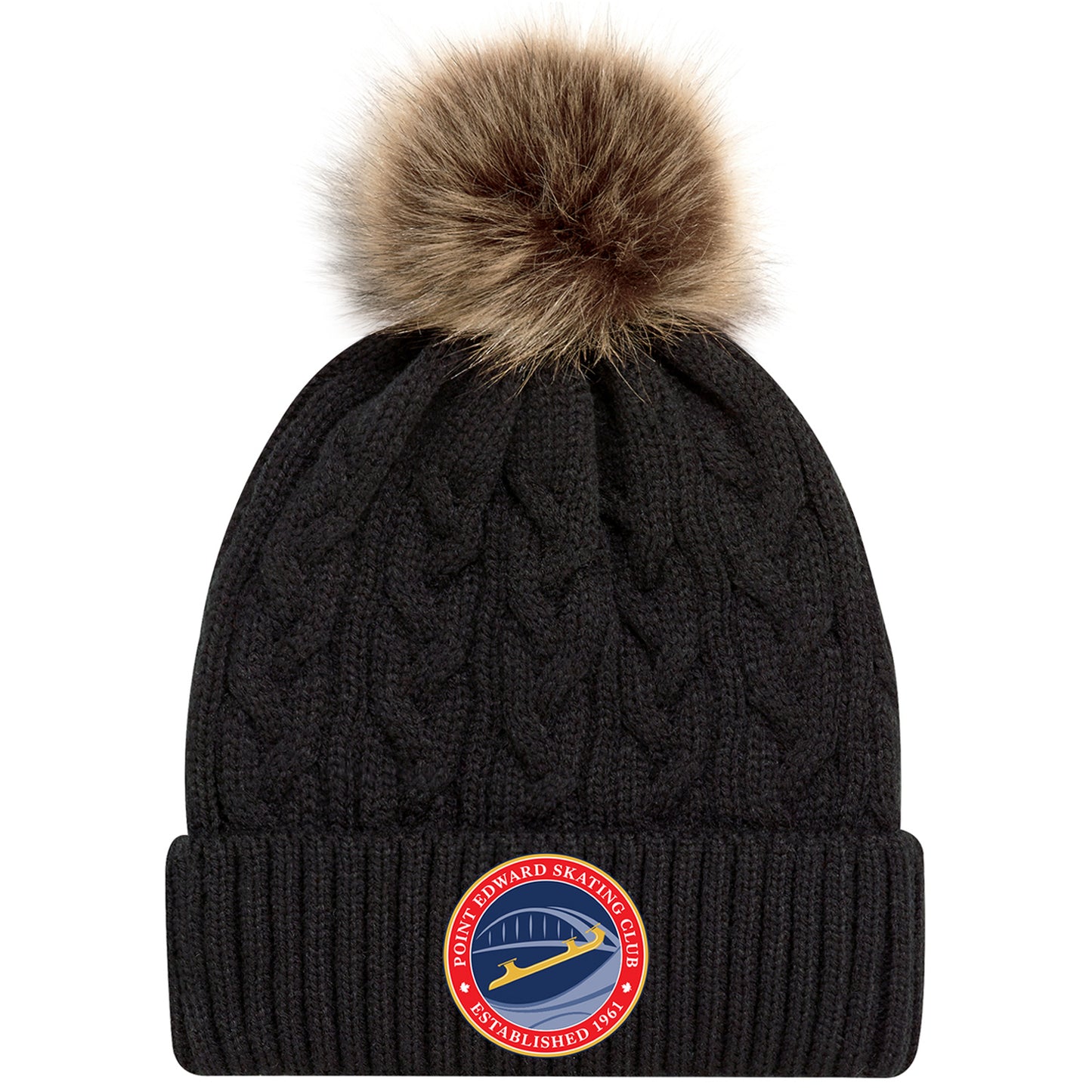 Point Edward Skating Faux Fur Pom Pom Cuff Toque
