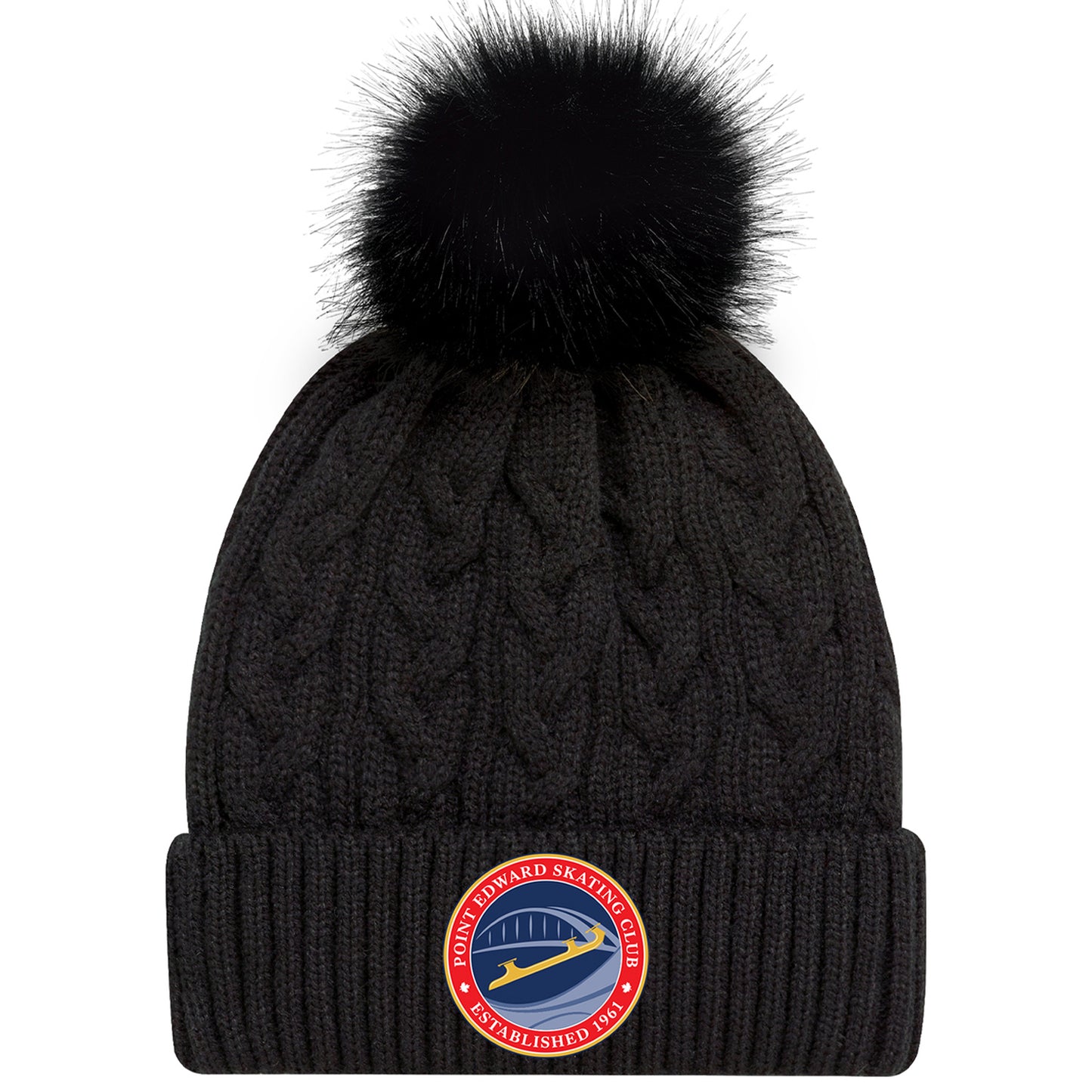 Point Edward Skating Faux Fur Pom Pom Cuff Toque
