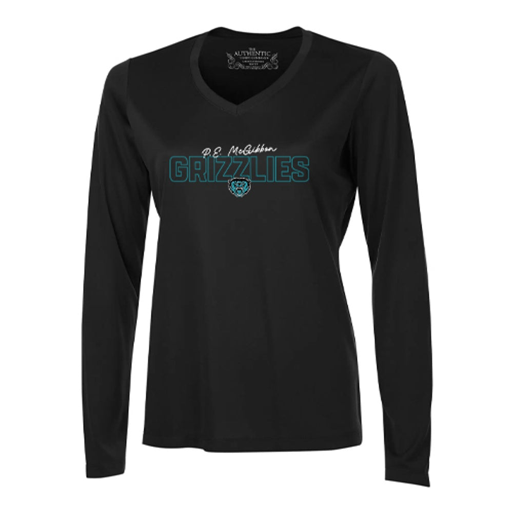 PE McGibbon Ladies' Pro Team Long Sleeve V-Neck T-Shirt