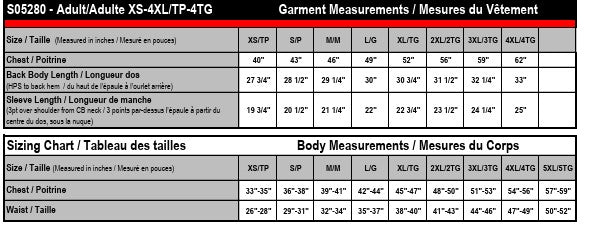 Unisex Sizing Chart