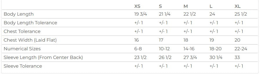 Youth Sizing Chart