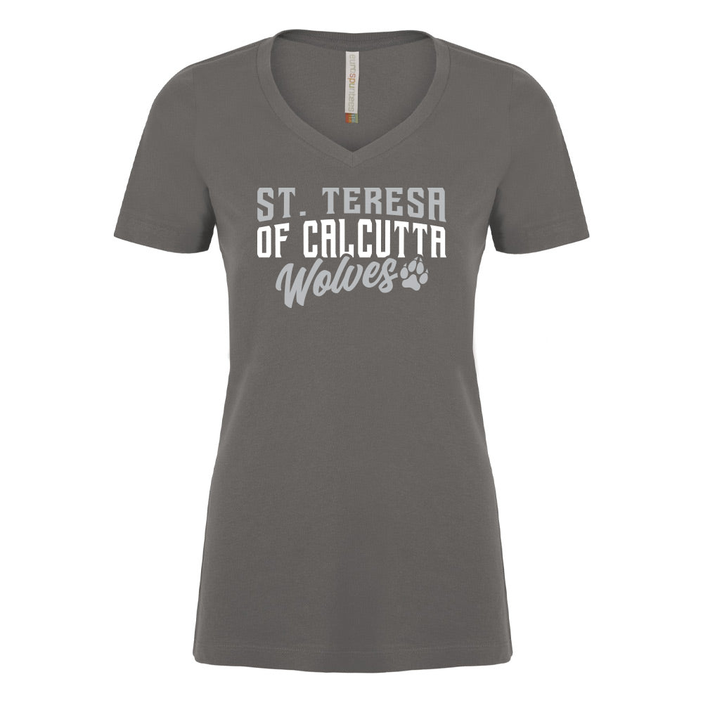 St. Teresa of Calcutta Ladies' Ring Spun V-Neck T-Shirt