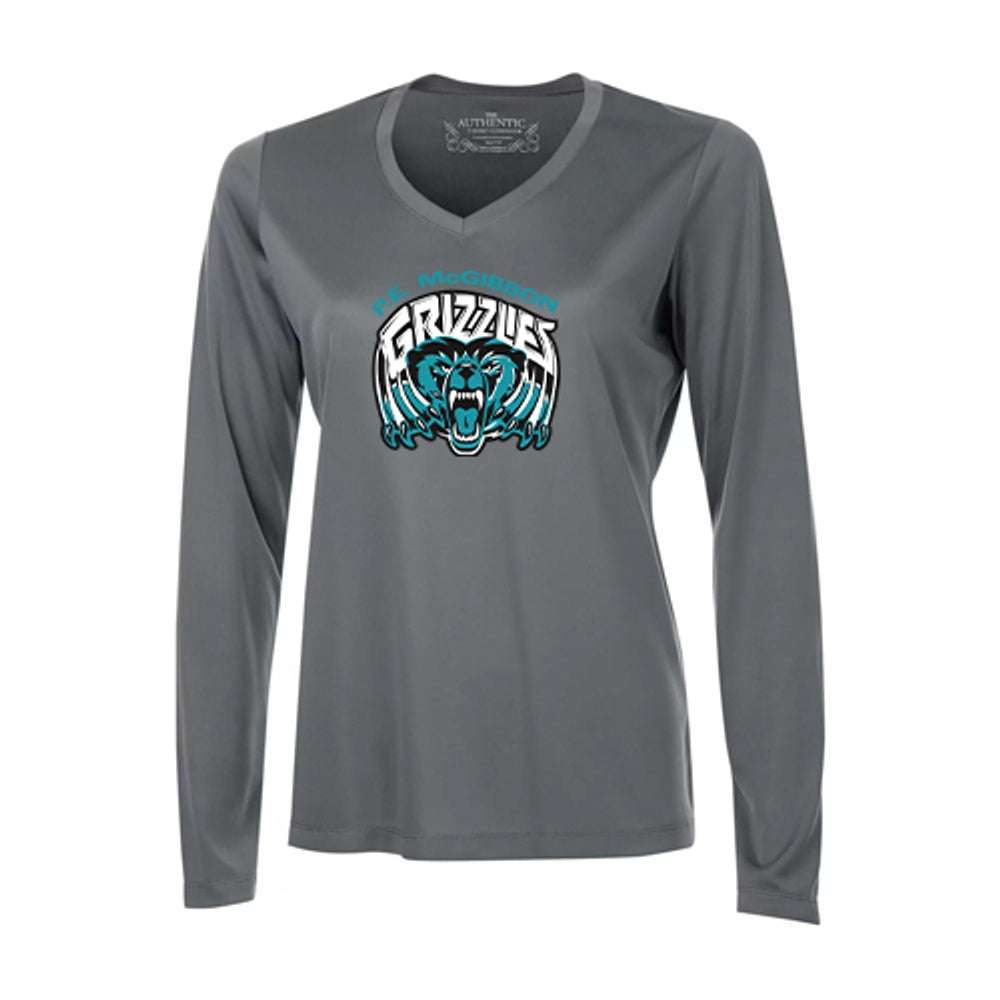 PE McGibbon Ladies' Pro Team Long Sleeve V-Neck T-Shirt