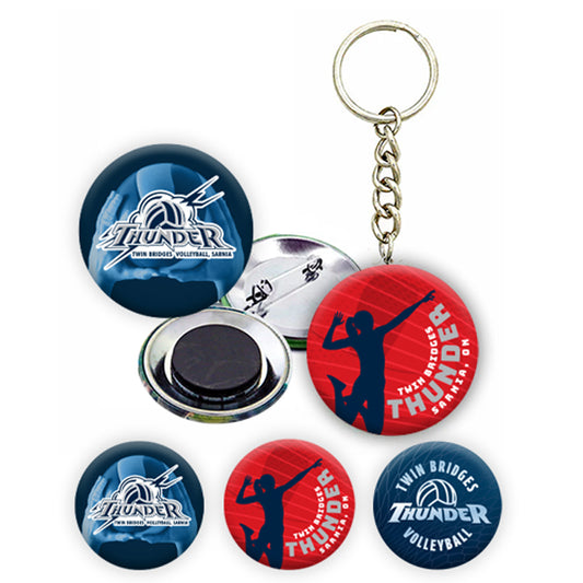 Twin Bridges Volleyball Button, Magnet, Keychain