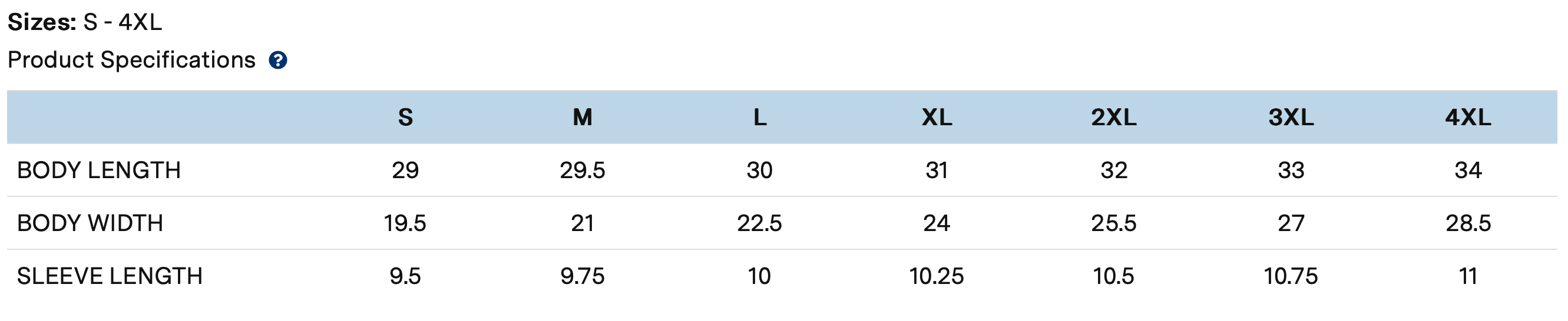Men's Sizing Chart
