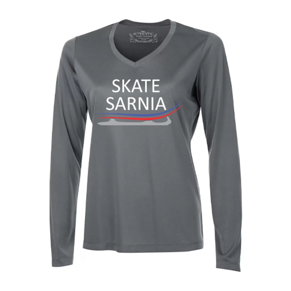 Skate Sarnia Ladies' Pro Team Long Sleeve V-Neck T-Shirt